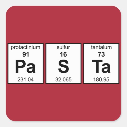 PaSTa Periodic-Tabelle Quadratischer Aufkleber (Vorderseite)