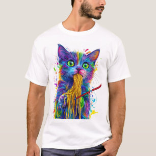 Pasta Picasso Katze � Lustiges Künstler-Katzenfutt T-Shirt
