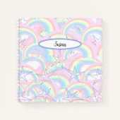 Pasta Pink Yellow Aqua Rainbows Stars Journal Notizblock (Vorderseite)