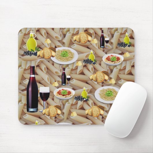 Pasta Red Wine Mouse Pad! Mousepad (Mit Mouse)