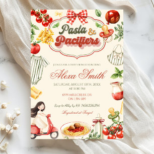 Pasta & Schnuller Baby Shower Einladung