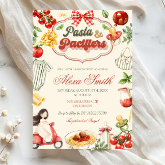 Pasta & Schnuller Baby Shower Einladung