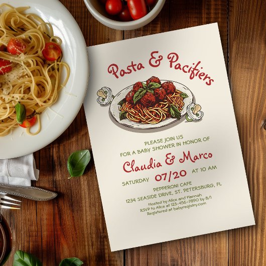 Pasta & Schnuller Italienische Kinderdusche Einladung