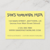 Pasta Shapes Italienisches Food Koch Cooking Resta Visitenkarte (Rückseite)