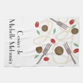 Pasta Spaghetti Abendessen Koch Geschirrtuch (Horizontal)
