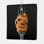 Pasta spun auf einer Gabel, Food Spaghetti Keramikornament (Links)