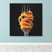 Pasta spun auf einer Gabel, Food Spaghetti Leinwanddruck (Insitu (Holzboden))