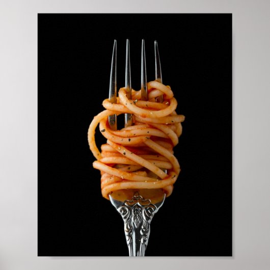 Pasta spun auf einer Gabel, Food Spaghetti Poster (Vorne)