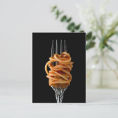 Pasta spun auf einer Gabel, Food Spaghetti Postkarte (Stehend Vorderseite)
