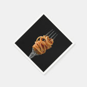 Pasta spun auf einer Gabel, Food Spaghetti Serviette (Ecke)