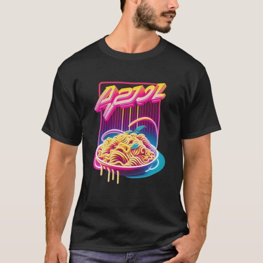 Pasta Synthwave 80er Retrowave Ästhetik T-Shirt (Vorderseite)