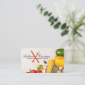 Pasta und Gemüse in Tabelle Visitenkarte (Stehend Vorderseite)