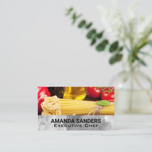 Pasta und Gemüse | Kulinarisches Kochen Visitenkarte (Stehend Vorderseite)