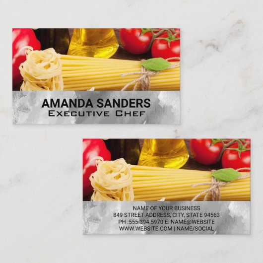 Pasta und Gemüse | Kulinarisches Kochen Visitenkarte (Vorne/Hinten)