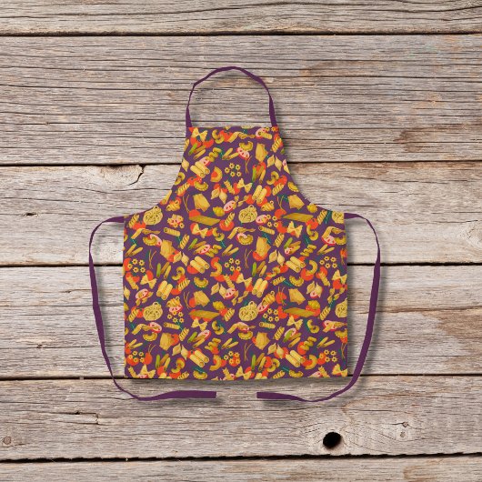 Pasta und lila Gemüse Schürze