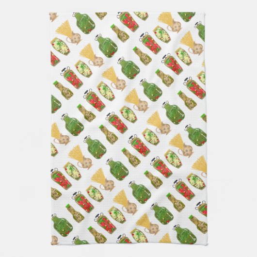 Pasta und Pepper Jars Geschirrtuch (Vertikal)