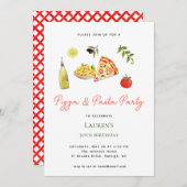 Pasta und Pizza-Party Einladung (Vorne/Hinten)