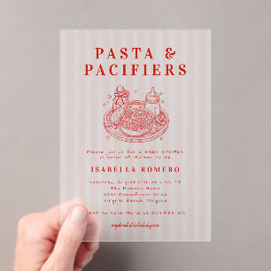 Pasta und Schnuller Baby Shower Einladung