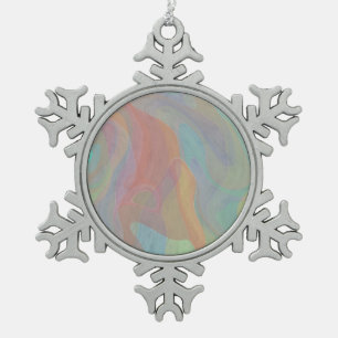 Pasta Watercolor Abstrakt Art Schneeflocken Zinn-Ornament