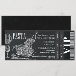 Pasta Wein-Dinner Kreide VIP-Dinnerparty-Ticket Einladung