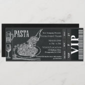 Pasta WIne Dinner Chalk VIP Abendessen Party Ticke Einladung (Vorne/Hinten)
