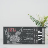 Pasta WIne Dinner Chalk VIP Abendessen Party Ticke Einladung (Stehend Vorderseite)