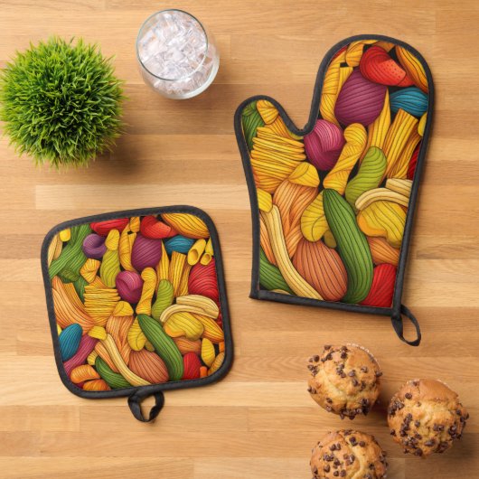 Pastagerichte Ofenhandschuh & Topflappen-Set (Oben Unten)