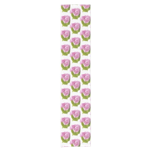 Paste Pink Hydrangea Bloral Print Table Runner Kurzer Tischläufer (Vorderseite)