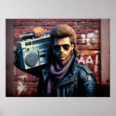 Pastel 1980er Man Mullet Boombox Poster (Vorne)