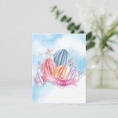 Pastel 3D Ostereier mit Hasen-Einladung (Stehend Vorderseite)