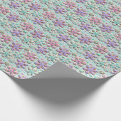 Pastel 3D Schneeflocken auf Türkis Geschenkpapier (Ecke)