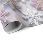 Pastel-3D-Schneeflocken Geschenkpapier (Rolleneckpunkt)