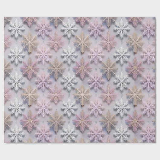 Pastel 3D Snowflakes  Geschenkpapier (Flach)