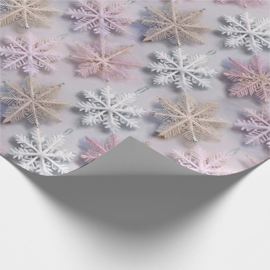 Pastel 3D Snowflakes  Geschenkpapier (Ecke)