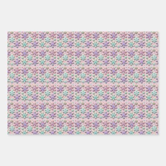 Pastel 3D Snowflakes Weihnachtsbaby Geschenkpapier Set (Vorderseite)