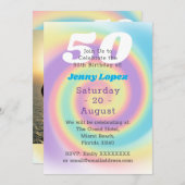 Pastel 50. Geburtstagsparty Einladung (Vorne/Hinten)