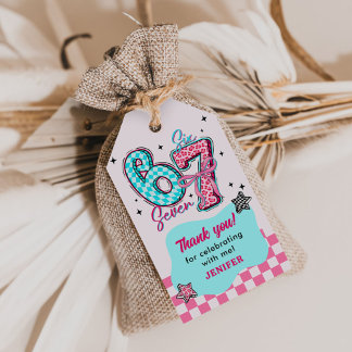Pastel 67 Six Seven Girl Birthday Party Geschenkanhänger