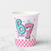 Pastel 67 Six Seven Girl Birthday Party Pappbecher (Vorderseite)