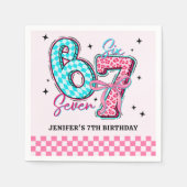 Pastel 67 Six Seven Girl Birthday Party Serviette (Vorderseite)