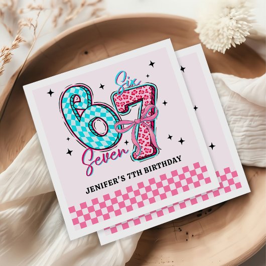 Pastel 67 Six Seven Girl Birthday Party Serviette