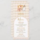 Pastel A Little Süsse Pie Gingham Fall Baby Dusche Menükarte (Vorne/Hinten)