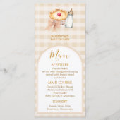 Pastel A Little Süsse Pie Gingham Fall Baby Dusche Menükarte (Vorderseite)
