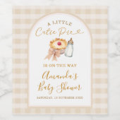 Pastel A Little Süsse Pie Gingham Fall Baby Dusche Weinetikett (Einzelnes Label)