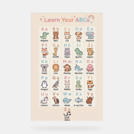 Pastel ABC Animals Poster for Kids (Vorderseite)