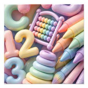 Pastel-ABC-Lern-Flash - Aufgeblasenes 3D-Bildungsm Fotodruck