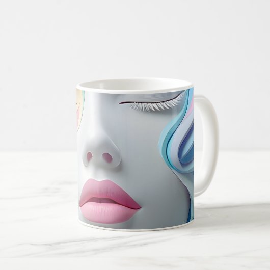 Pastel Abstract 3D Face Art Coffee Mug Kaffeetasse (VorderseiteRechts)