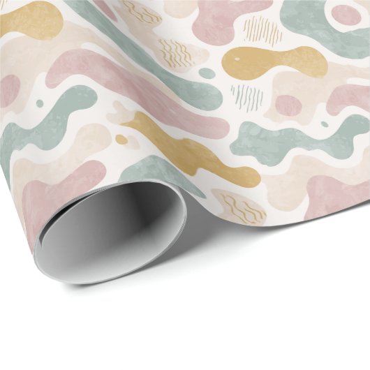 Pastel Abstract Organic Shapes Pattern  Geschenkpapier (Rolleneckpunkt)