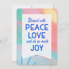 Pastel Abstract Peace Love Joy Christmas Card Feiertagskarte