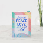 Pastel Abstract Peace Love Joy Christmas Card Karte (Vorderseite)
