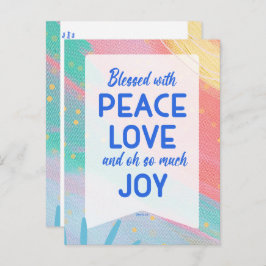 Pastel Abstract Peace Love Joy Christmas Post Card Postkarte
